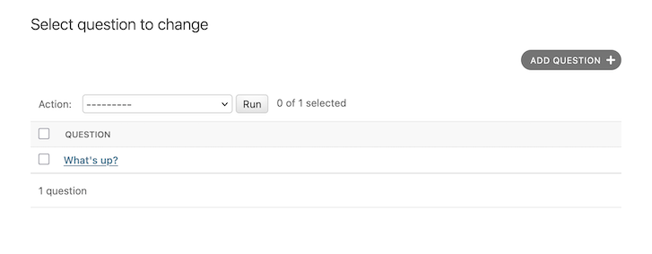 Page de liste pour modification des sondages