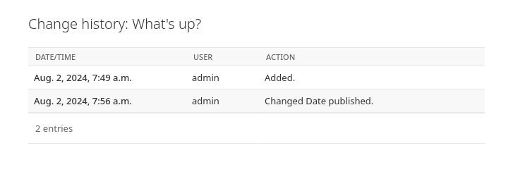 Historiksida för frågeobjekt