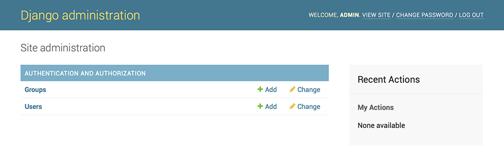 Django admin index page